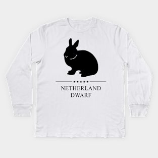 Netherland Dwarf Rabbit Black Silhouette Kids Long Sleeve T-Shirt